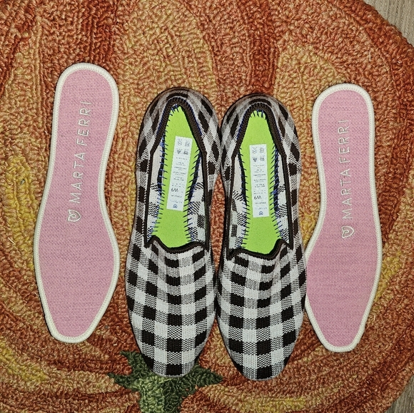 ROTHY'S 'Marta Ferri' Chestnut Check Flats 9 EXCELLENT!! EUC! - Picture 5 of 6